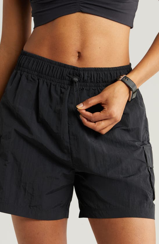 Shop Zella Free Form High Waist Nylon Cargo Shorts In Black