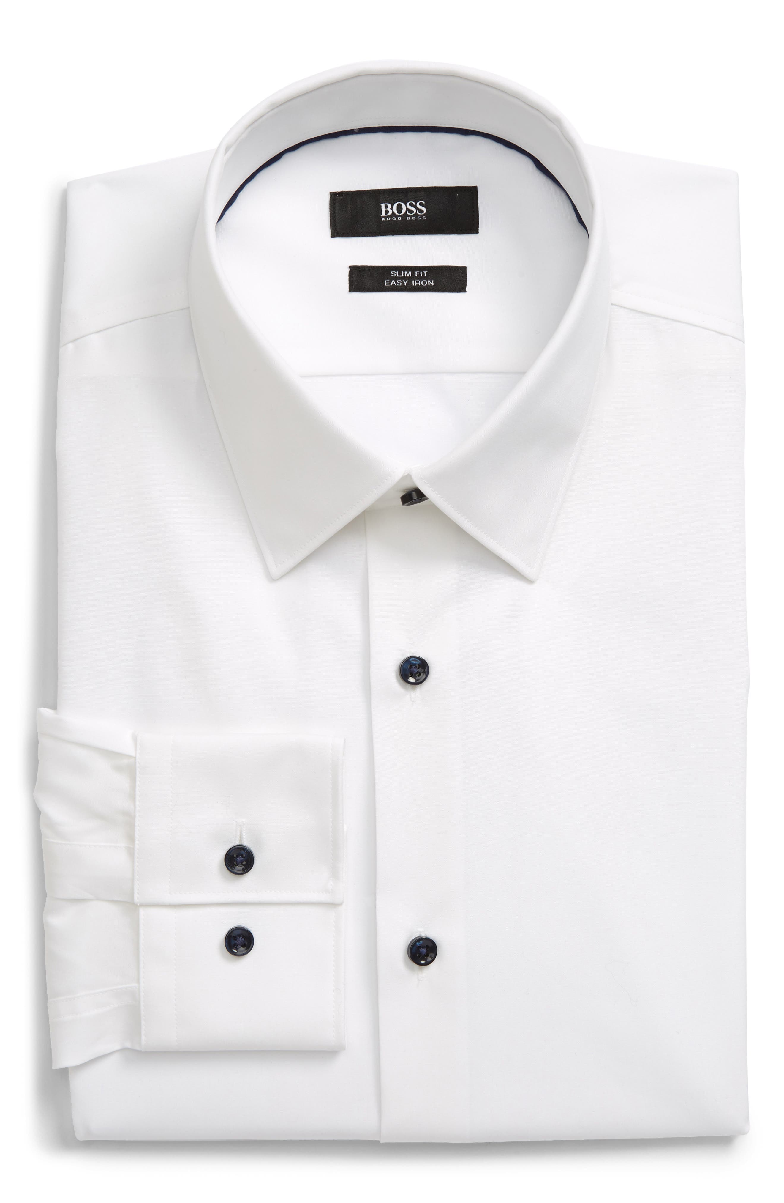 Slim Fit Easy Iron Solid Dress Shirt 