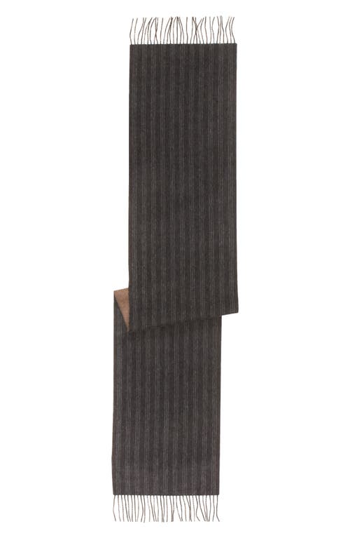 Andrew Stewart Chalk Stripe Reversible Double Face Cashmere Scarf In Charcoal