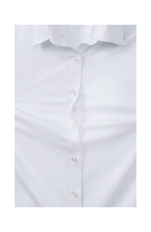 Lands' End School Uniform No Gape Short Sleeve Stretch Shirt In Pearl White