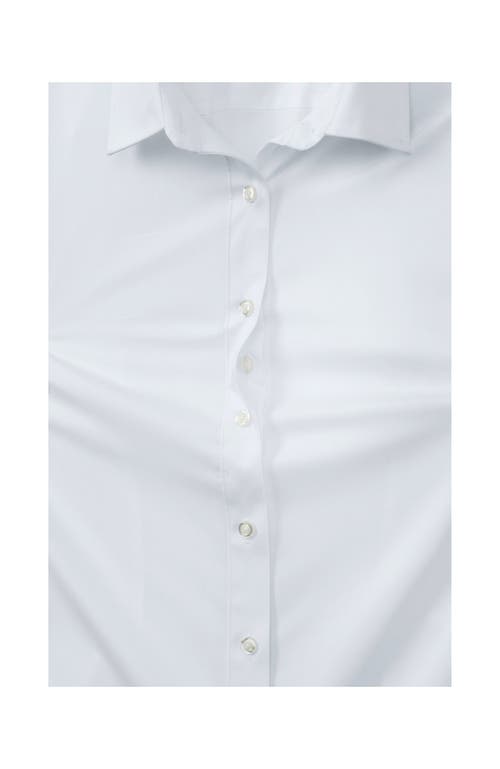 Shop Lands' End School Uniform  No Gape Short Sleeve Stretch Shirt In Pearl White