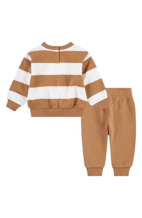 Shop Nike Fleece Crewneck Sweatshirt & Joggers Set In Flax