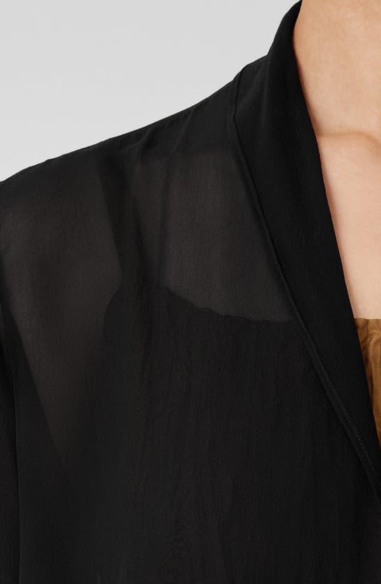Shop Eileen Fisher Open Front Silk Chiffon Jacket In Black