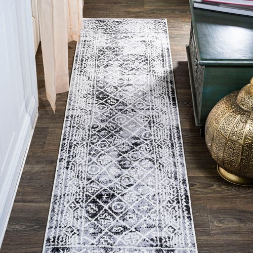 Jonathan Y Iften Moroccan Geometric Distressed Area Rug In Ivory/black