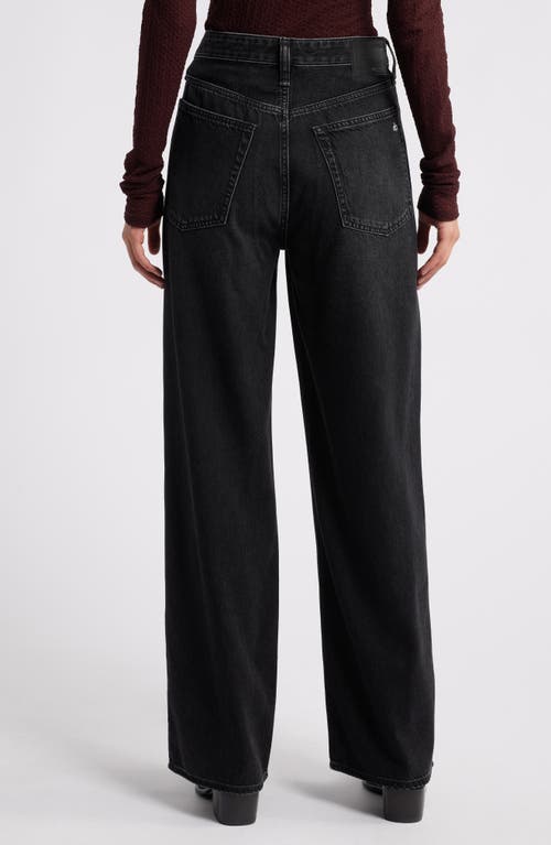 Shop Rag & Bone Featherweight Logan Mid Rise Wide Leg Jeans In Jet Black