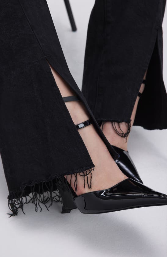 Good American Good Boy Twisted Slit Raw Hem Jeans In Black318