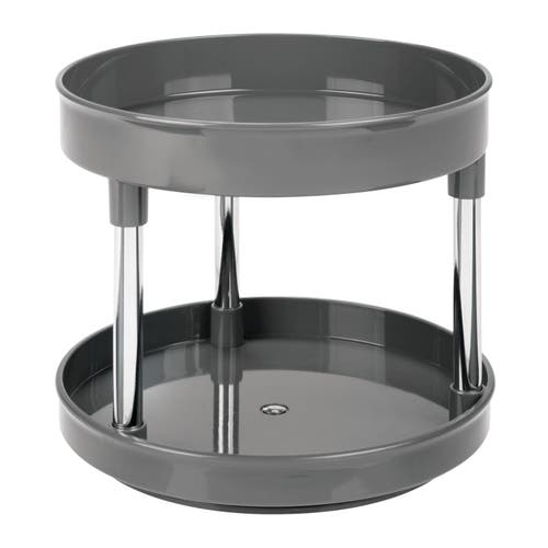 mDesign 2-Tier 9-Inch Lazy Susan for Bathroom Cabinets in Charcoal/chrome at Nordstrom