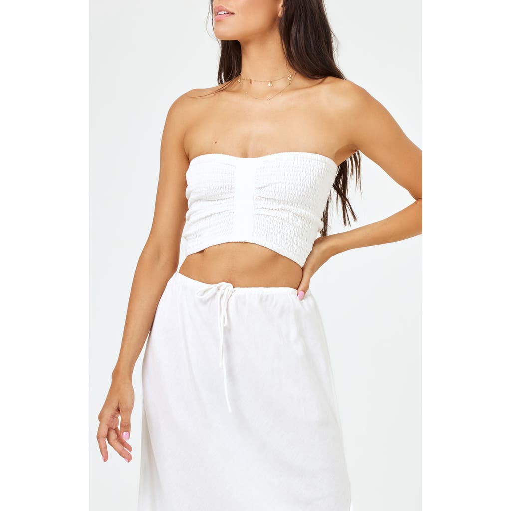 L*space Lspace Summer Feels Smocked Tube Top In Cream
