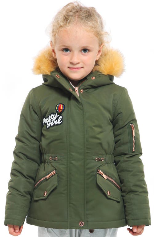 Rokka&rolla Kids' Parka Jacket With Insulated Hood In Olive