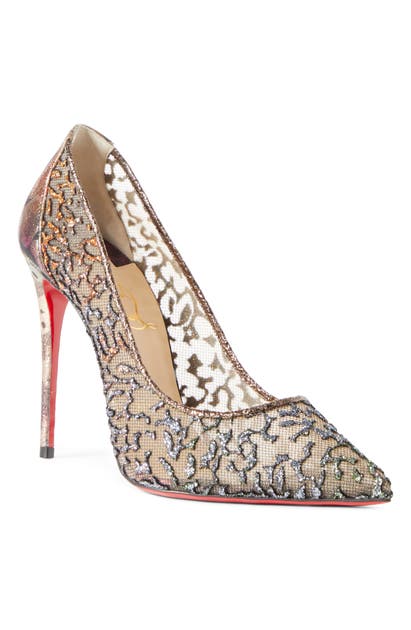 Click to view more detailed imagery on our partner's website Christian Louboutin Follies Glitter Mesh Pump In Roche Glitter