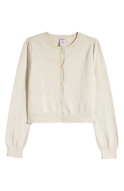 Nordstrom Kids' Puff Sleeve Cardigan Beige Oatmeal Light Heather at