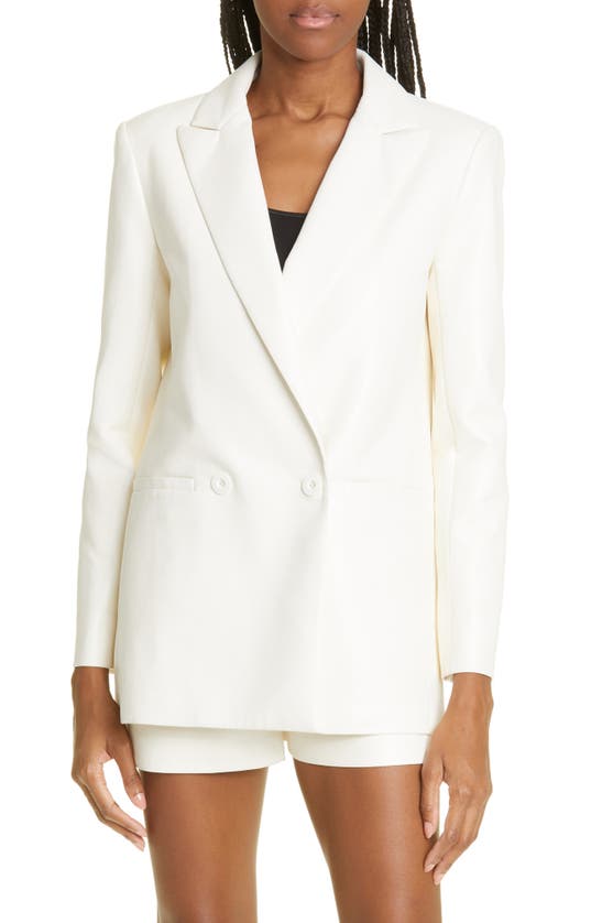 Alice And Olivia Justin Vegan Leather Roll-cuff Double-breasted Blazer ...