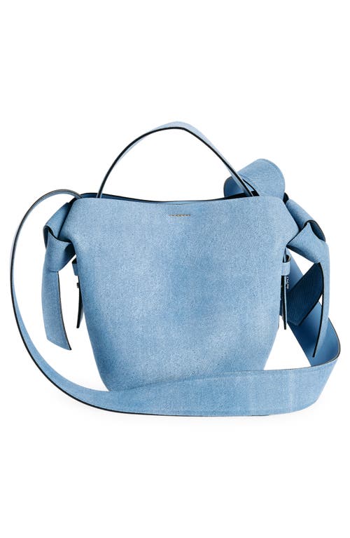 Shop Acne Studios Mini Musubi Suede Crossbody Bucket Bag In Blue