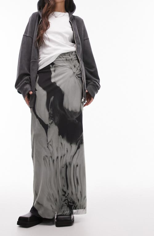 Jersey Mesh Maxi Skirt in Grey