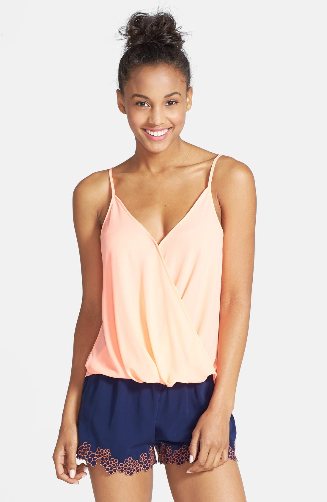 Blu Pepper Daisy Embroidered Hem Shorts (Juniors) Nordstrom