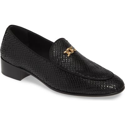 Giuseppe Zanotti Snakeskin Embossed Loafer, Black