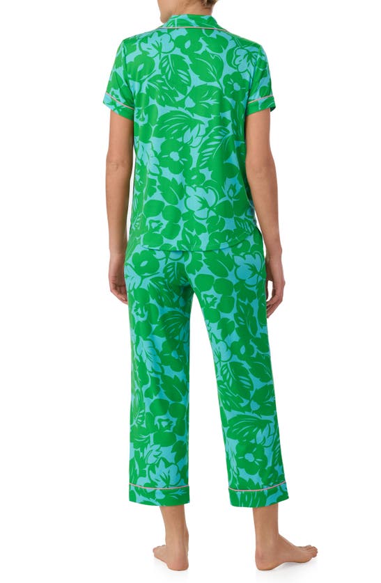 Shop Kate Spade Print Crop Pajamas In Green Multi