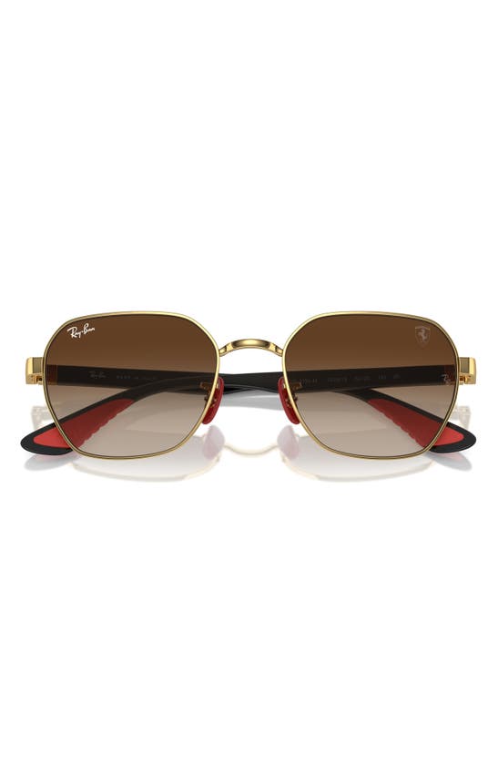 Ray Ban X Scuderia Ferrari 54mm Chromance Irregular Sunglasses In Gold Flash