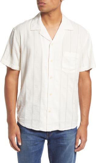 Corridor Striped Seersucker Short Sleeve Shirt - White