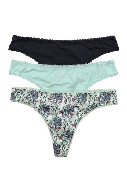 Lace Trim Iridescent and Solid Micro Thong – Pack of 3 $4.99 (76% off)