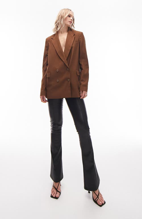 Topshop Oversize Double Breasted Blazer in Brown