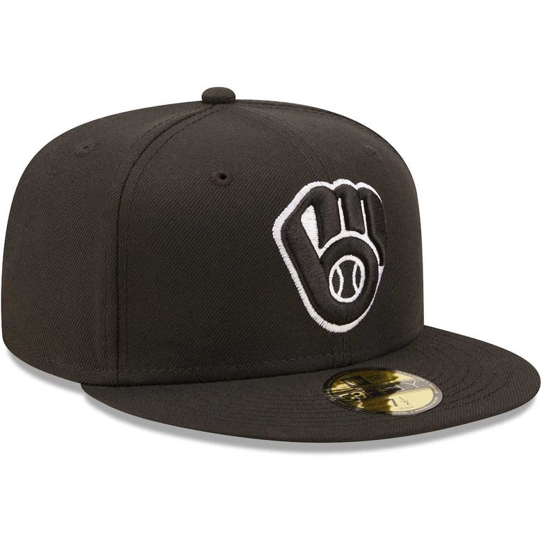 Shop New Era Milwaukee Brewers  Black On Black Dub 59fifty Fitted Hat
