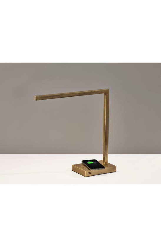 Shop Adesso Lighting Aidan Charge Led Desk Lamp In Antique Brass