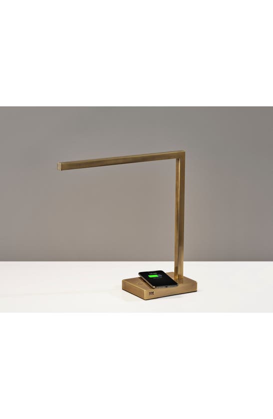 Adesso Lighting Aidan Charge Led Desk Lamp In Antique Brass