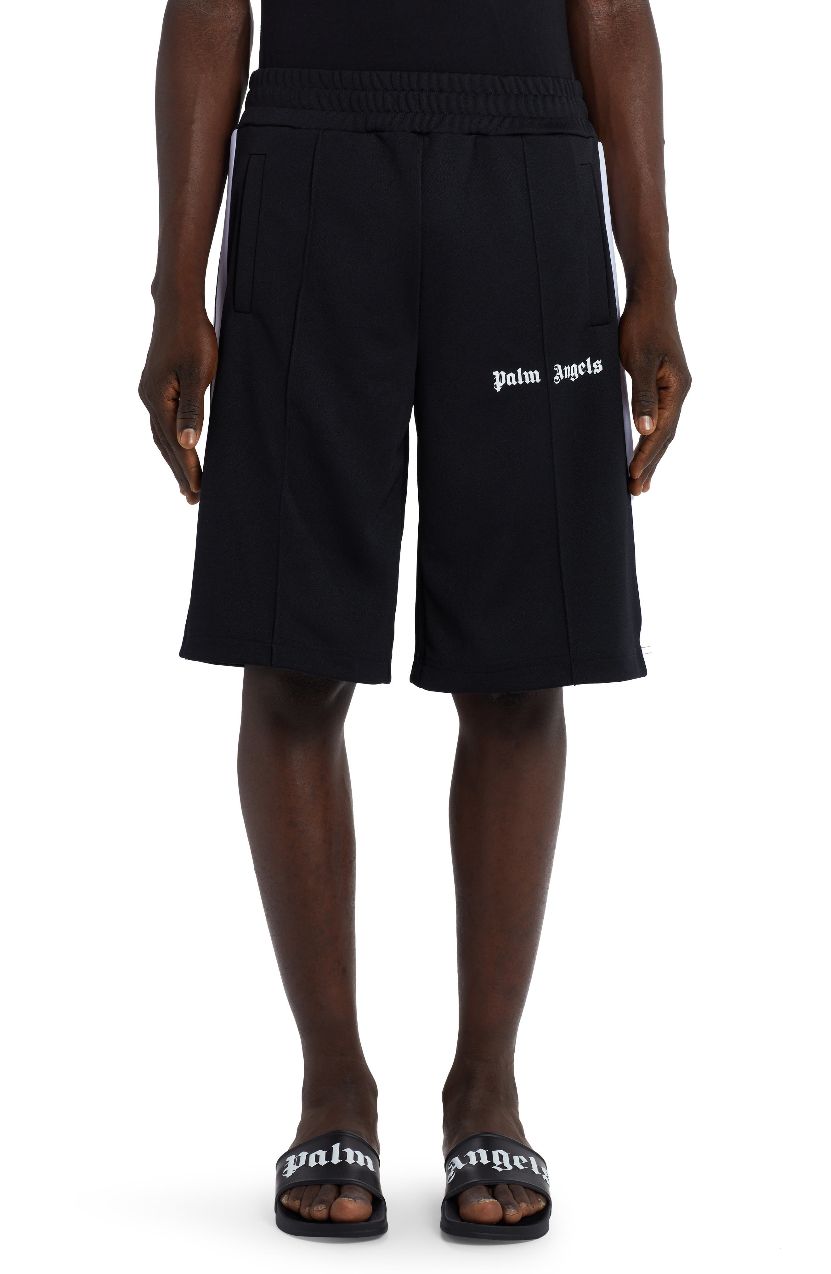Palm Angels Classic Logo Track Shorts in Black White at Nordstrom, Size Medium