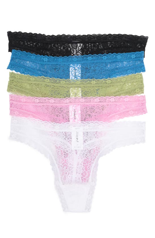 Abound Peyton Assorted 5-pack Lace Thongs In Blue Water Multi