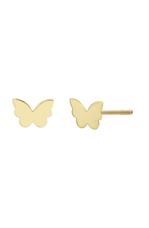 14K Gold Butterfly Stud Earrings in 14K Yellow Gold