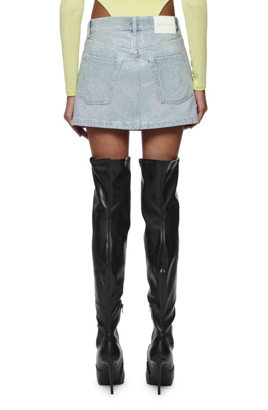 Purple Brand Hotfix Metallic Stud Denim Miniskirt In Light Indigo