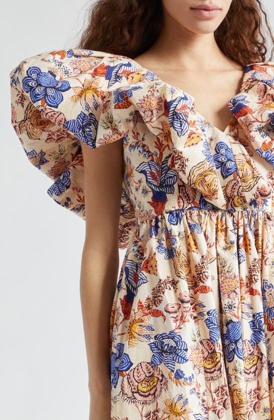 Shop Ulla Johnson Francesca Print Puff Sleeve Maxi Dress In Magnolia