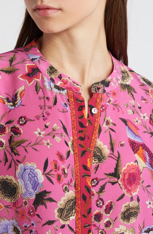 Kobi Halperin Fionna Floral Silk Button-up Shirt In Pink Multi
