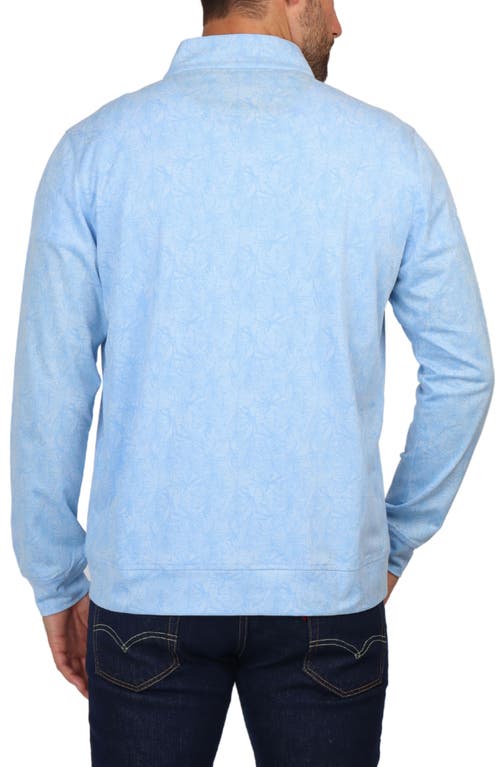 Tailorbyrd Tonal Tropical Print Micro Pique Pullover In Light Blue