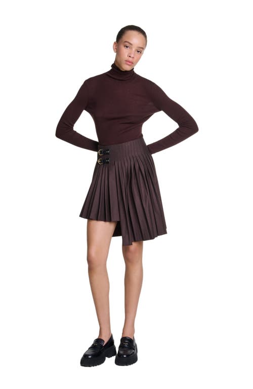 Maje Wool-silk Sweater In Brown