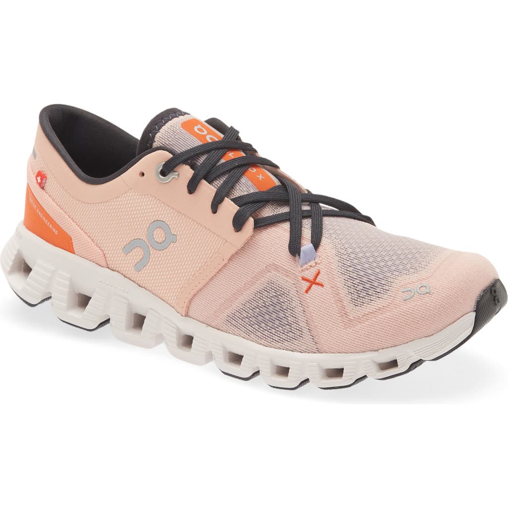 On Cloud X 3 Training Shoe In Rose/sand