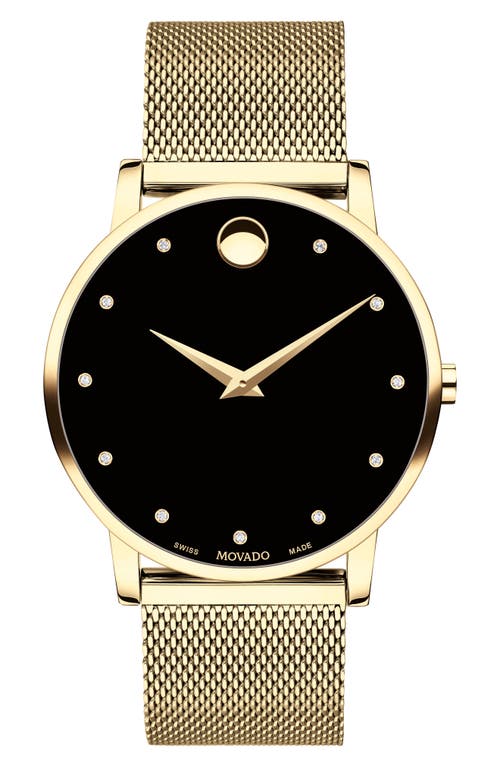 Movado Museum Mesh Strap Watch, 40mm in Gold at Nordstrom