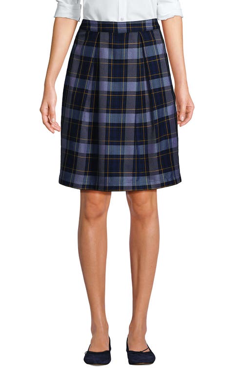 Lands' End School Uniform Plaid Skort Top Of Knee In Classic Navy Plaid