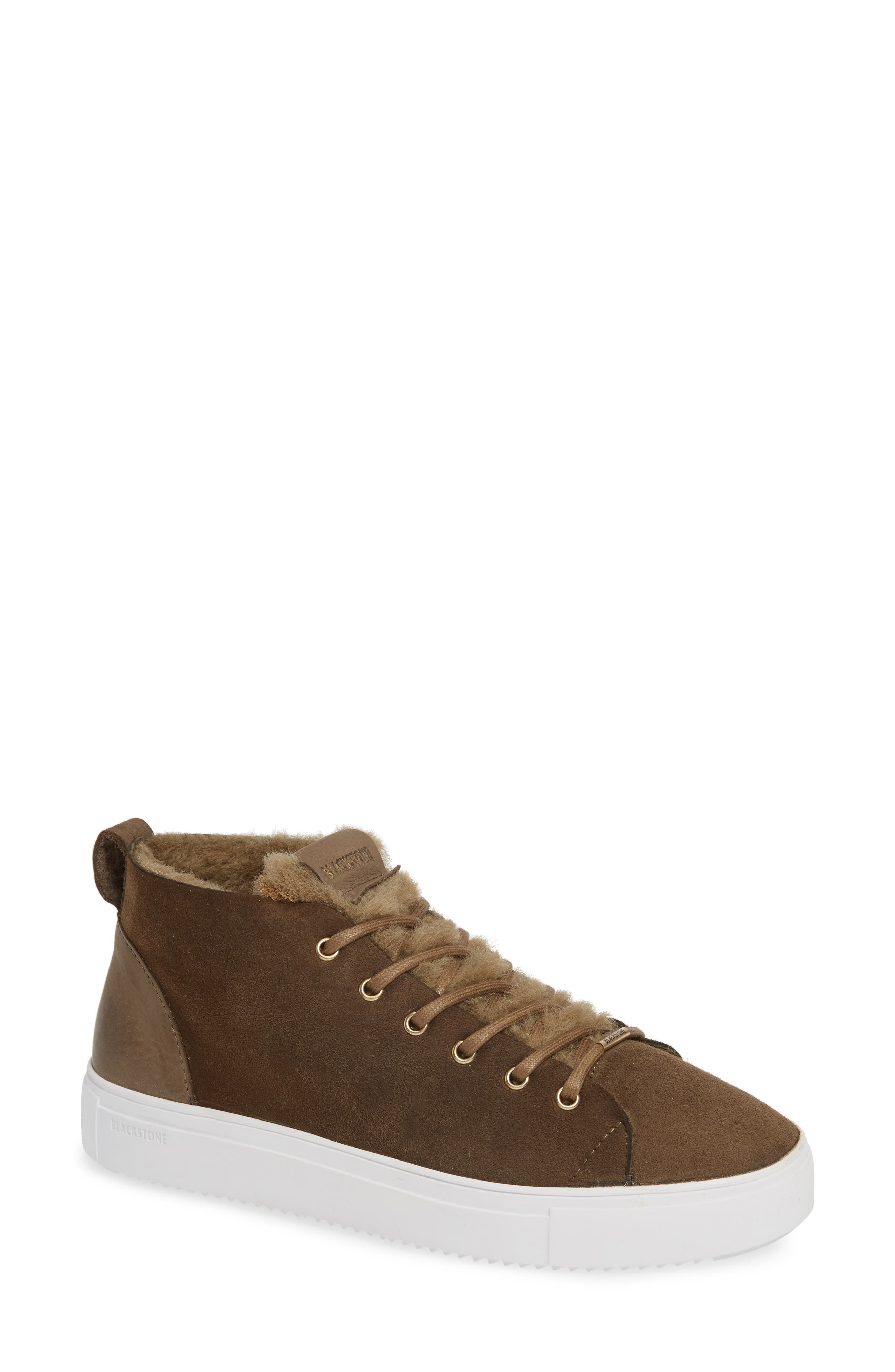 Blackstone Ql48 Genuine Shearling Lined High Top Sneaker, Green