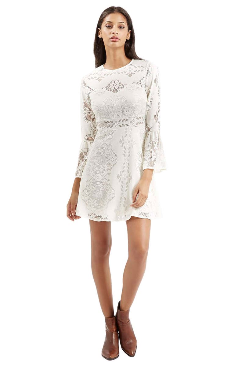 Topshop Fluted Sleeve Lace Dress | Nordstrom