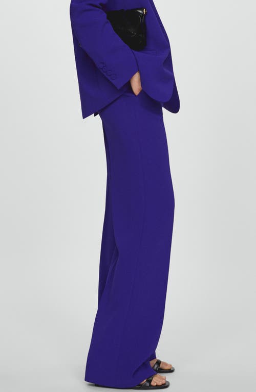 Shop Mango Pompeya Flare Trousers In Medium Blue