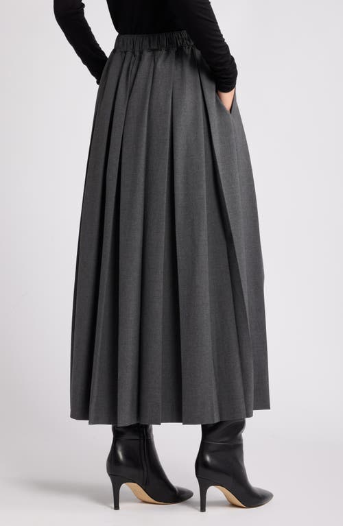 Shop Nordstrom Pleated Midi Skirt In Grey Dark Heather