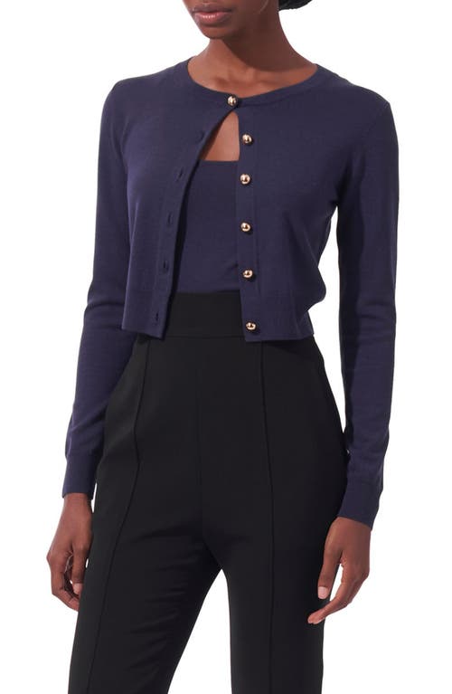 Shop Carolina Herrera Virgin Wool Cardigan In Midnight