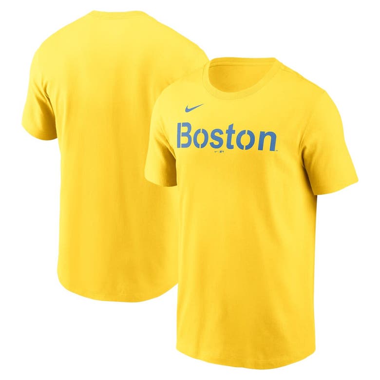 NIKE NIKE GOLD BOSTON RED SOX CITY CONNECT WORDMARK T-SHIRT