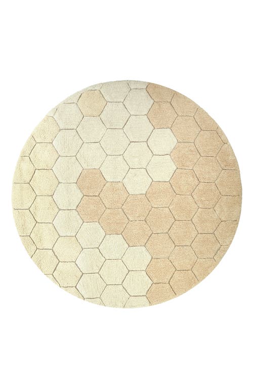 Lorena Canals Honeycomb Washable Cotton Blend Round Rug in Golden at Nordstrom