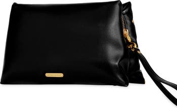 Address The Room Faux Leather Clutch in Stone