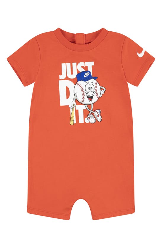 Nike Babies' Icon Short Sleeve Romper In Orange