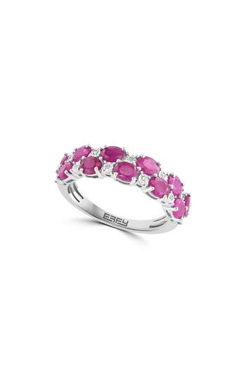 Effy Sterling Silver Diamond Band Ring In Ruby