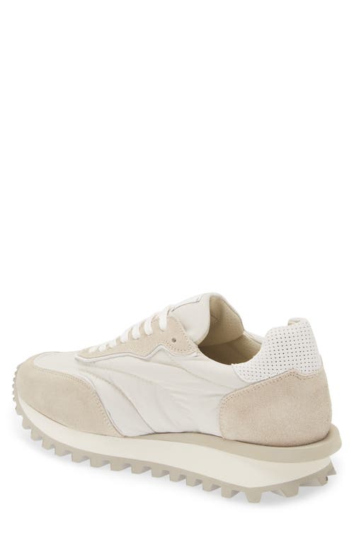 Shop Eleventy Mixed Media Runner Sneaker In Sand And White